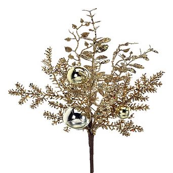 18" Glittered Smilax, Berry, and Fir Ball Spray Festive Christmas Decoration
