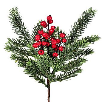 14.5" Mountain Fir Spray with Waterproof Berries Lush Christmas Decoration