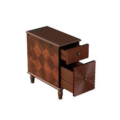 Whisen Modern Sofa Side Table & Nightstand with 2 Drawers for Living Room, Bedroom