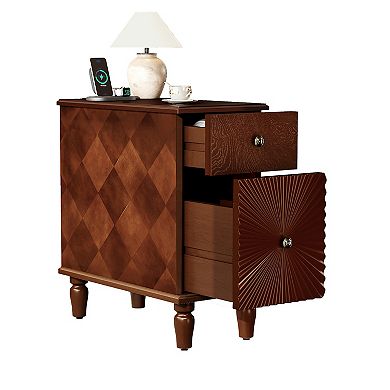 Whisen Modern Sofa Side Table & Nightstand with 2 Drawers for Living Room, Bedroom