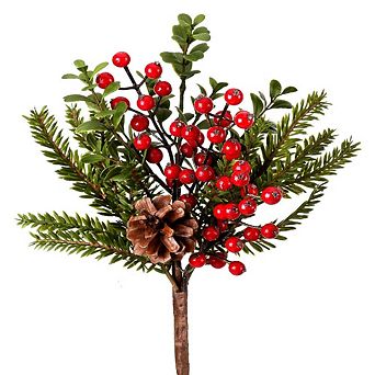 14" Waterproof Berry and Boxwood Fir Pick Festive Christmas Decoration