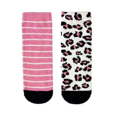 Leopard Girls Fuzzy Non-skid Socks 2-pair