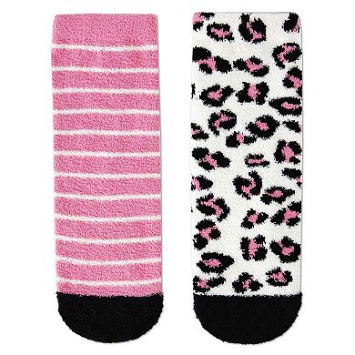 Leopard Girls Fuzzy Non-skid Socks 2-pair
