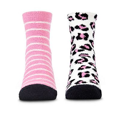 Leopard Girls Fuzzy Non-skid Socks 2-pair