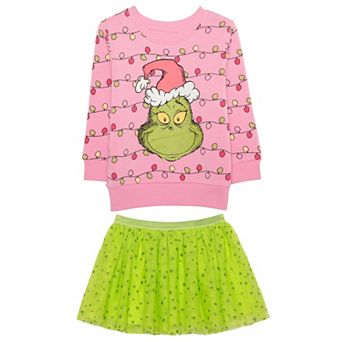 Baby & Toddler Girls 2 pc How the Grinch Stole Christmas String Lights Sweatshirt & Skirt Set