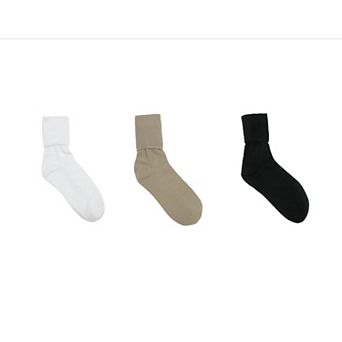 Jefferies Socks Women's Cotton Turn Cuff Sock (Pack of 3)