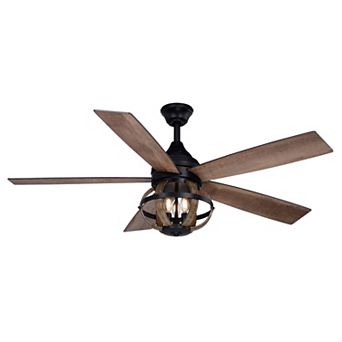 Huron 52 in 3 Light LED Ceiling Fan Black and Burnished Teak