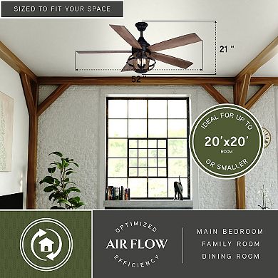 Huron 52-in. 3 Light LED Ceiling Fan Black and Burnished Teak