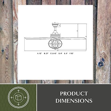 Huron 52-in. 3 Light LED Ceiling Fan Black and Burnished Teak