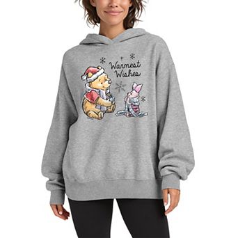 Women's Disney's Winnie The Pooh Warmest Wishes Oversized Fleece Hoodie Sweatshirt