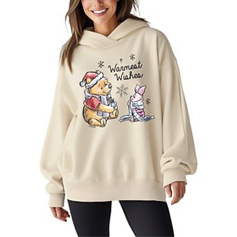 Women's Disney's Winnie The Pooh Warmest Wishes Oversized Fleece Hoodie Sweatshirt