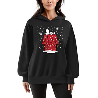 Women's Peanuts Snoopy Oversized Fleece Hoodie Sweatshirt