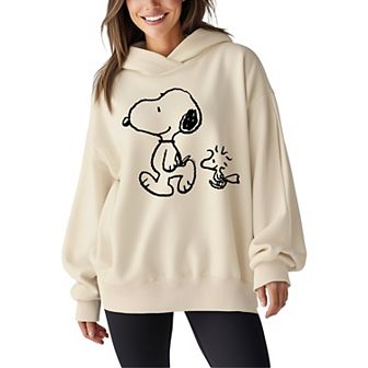 Women's Peanuts Snoopy & Woodstock Oversized Fleece Hoodie Sweatshirt