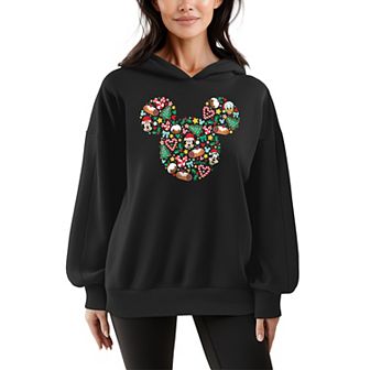 Women's Disney's Mickey Mouse Christmas Oversized Fleece Hoodie Sweatshirt