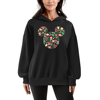 Women's Disney's Mickey Mouse Christmas Oversized Fleece Hoodie Sweatshirt