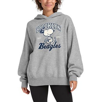 Women's Peanuts Snoopy Brooklyn Beagles Oversized Fleece Hoodie Sweatshirt