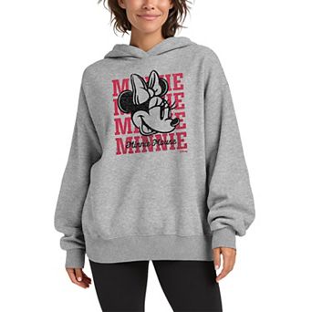 Women's Disney's Minnie Mouse Repeated Oversized Fleece Hoodie Sweatshirt
