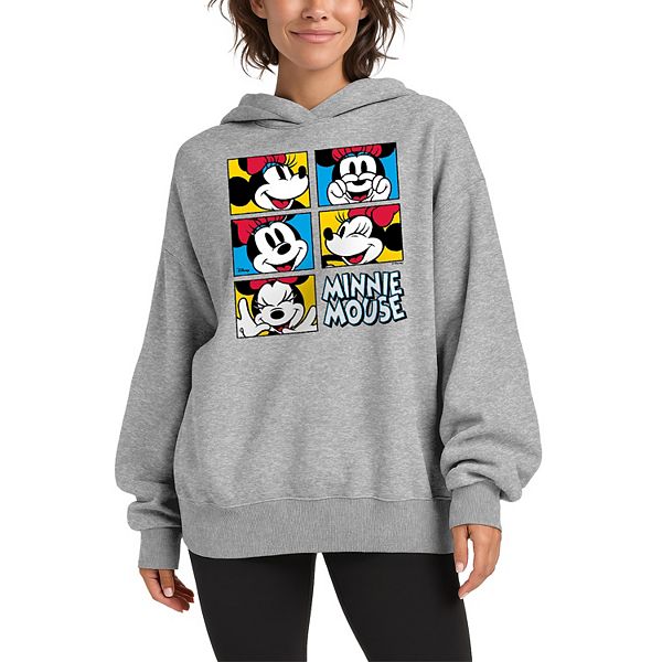 Women's Disney's Minnie Mouse Face Oversized Fleece Hoodie Sweatshirt