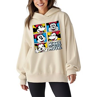 Women's Disney's Minnie Mouse Face Oversized Fleece Hoodie Sweatshirt