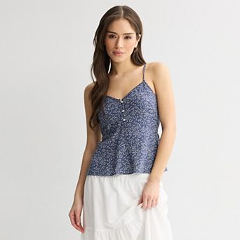 Juniors' SO® Button Tank Top