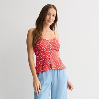 Juniors' SO® Button Tank Top