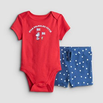 Baby Jumping Beans® Star Spangled Cutie Bodysuit & Knit Shorts Set