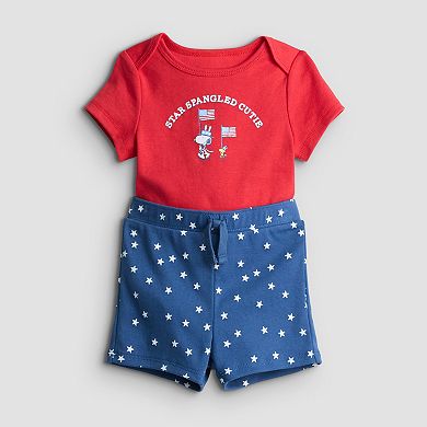 Baby Jumping Beans® Star Spangled Cutie Bodysuit & Knit Shorts Set