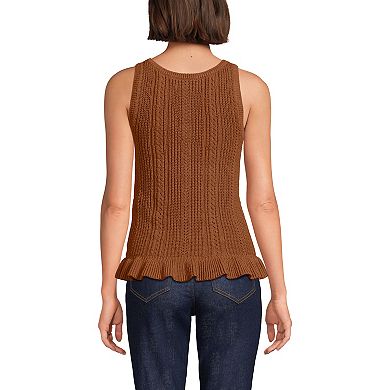 Women's Lands' End Boucle Ruffle Hem Sleeveless Sweater