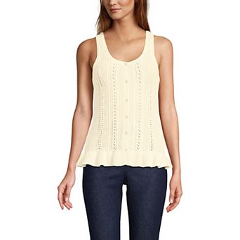 Women's Lands' End Boucle Ruffle Hem Sleeveless Sweater