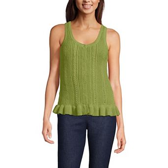 Women's Lands' End Boucle Ruffle Hem Sleeveless Sweater