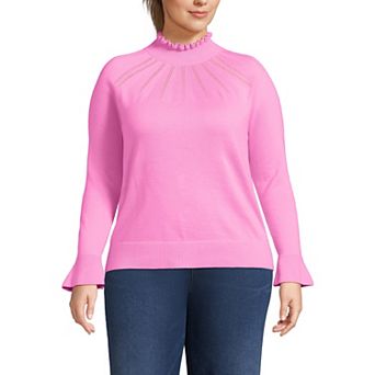 Plus Size Lands' End Cotton Pointelle Turtleneck Sweater