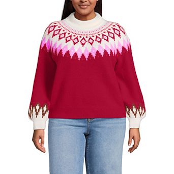 Plus Size Lands' End Fuzzy Turtleneck Lantern Sleeve Sweater