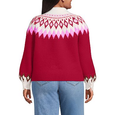Plus Size Lands' End Fuzzy Turtleneck Lantern Sleeve Sweater