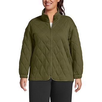 Plus Size Lands' End RainDefense Serious Sweats Quilted Full-Zip Jacket
