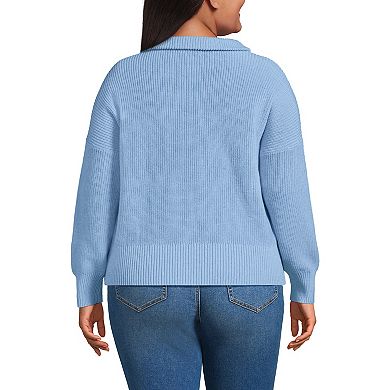 Plus Size Lands' End Drift Wedge Quarter-Zip Sweater