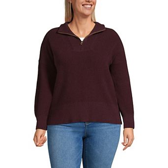 Plus Size Lands' End Drift Wedge Quarter-Zip Sweater