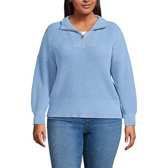 Plus Size Lands' End Drift Wedge Quarter-Zip Sweater