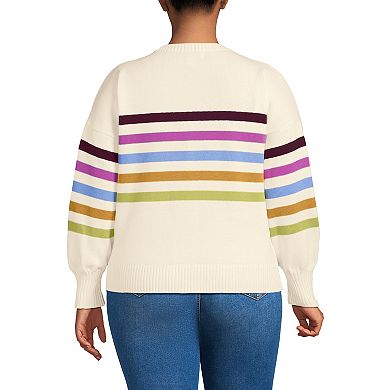 Plus Size Lands' End Striped Drifter Crewneck Sweater
