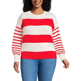 Plus Size Lands' End Striped Drifter Crewneck Sweater