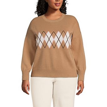Plus Size Lands' End Drifter Argyle Crewneck Sweater