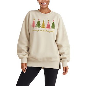Women's Merry & Bright Oversized Fleece Crew Sweatshirt