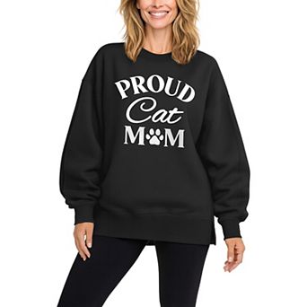 Women's Proud Cat Mom Oversized Fleece Crew Sweatshirt