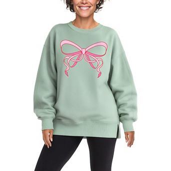 Women's Simple Coquette Bow Oversized Fleece Crew Sweatshirt