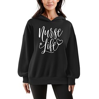 Women's Nurse Life Oversized Fleece Hoodie Sweatshirt