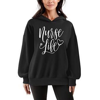 Women's Nurse Life Oversized Fleece Hoodie Sweatshirt