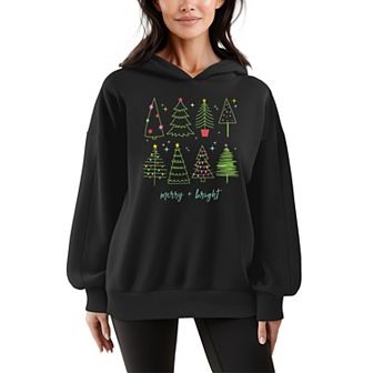 Women's Christmas Trees Oversized Fleece Hoodie Sweatshirt