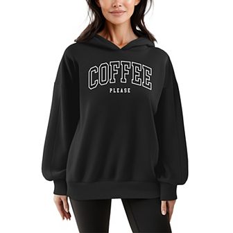 Women's Coffee Please Oversized Fleece Hoodie Sweatshirt