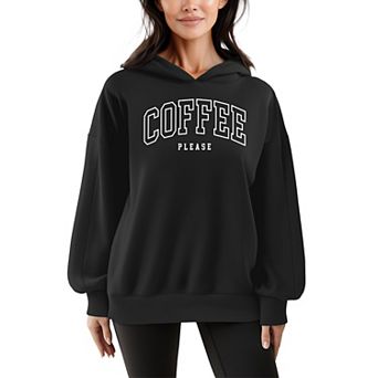 Women's Coffee Please Oversized Fleece Hoodie Sweatshirt