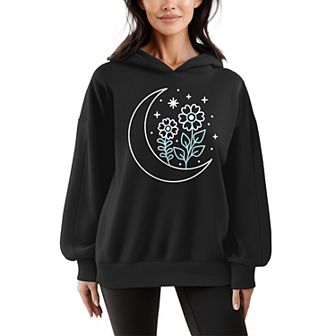 Women's Moon Flowers Oversized Fleece Hoodie Sweatshirt