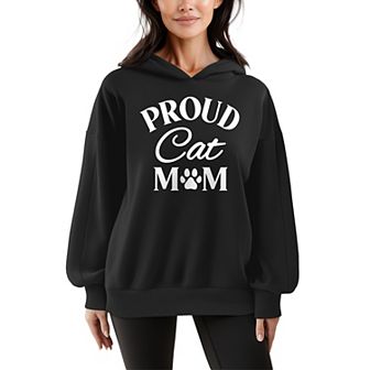Women's Proud Cat Mom Oversized Fleece Hoodie Sweatshirt